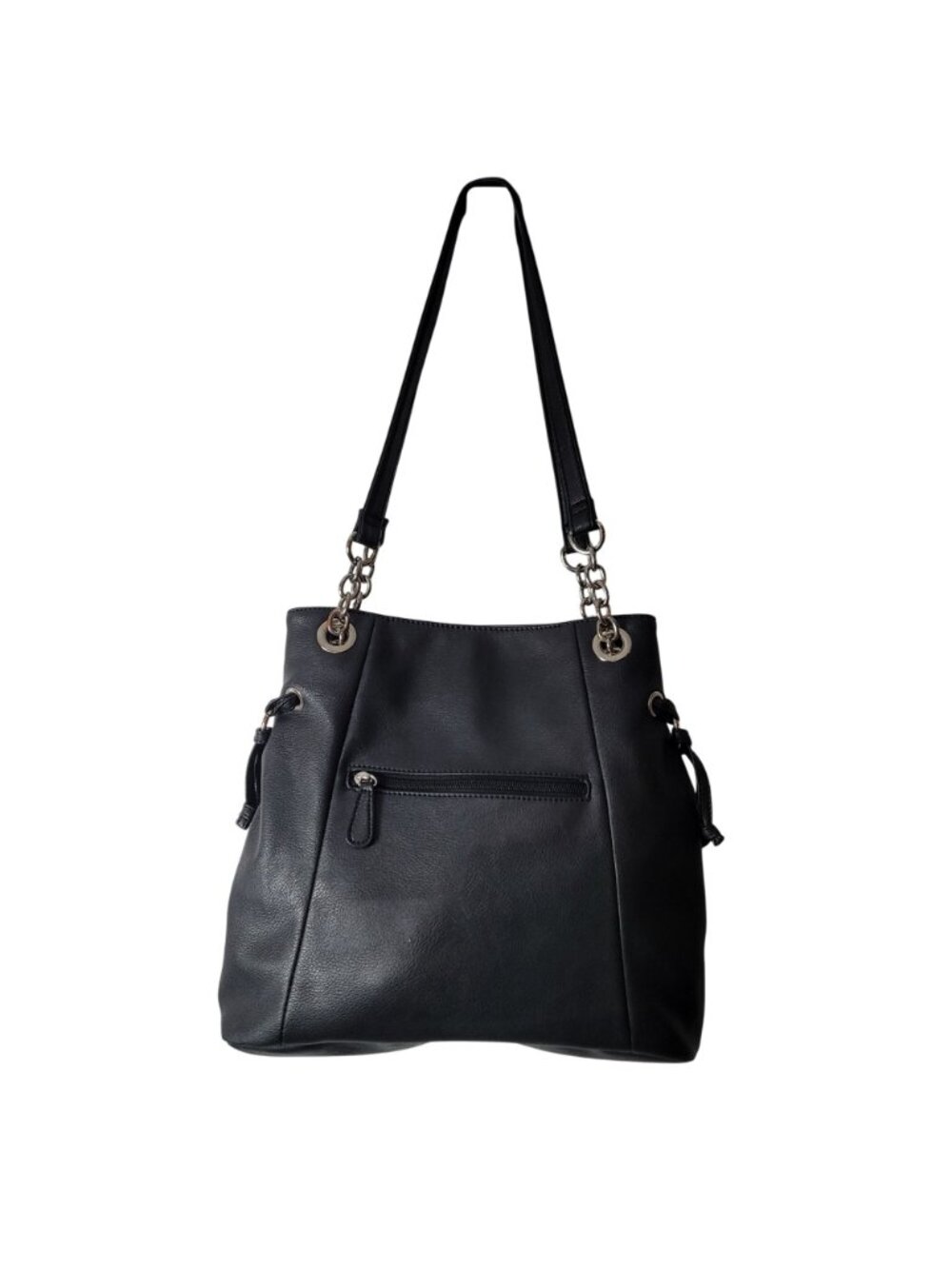 Nicole Miller Black Leather Shoulder Bag - Y2K edgy yet classic Grunge Chic 90's - Picture 10 of 15